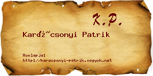 Karácsonyi Patrik névjegykártya